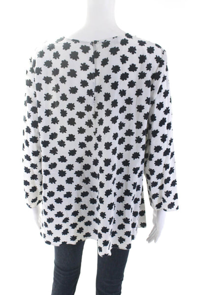 Hobbs London Women's Round Neck Long Sleeves Black White Blouse Size 12