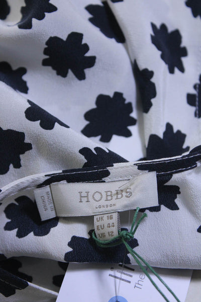 Hobbs London Women's Round Neck Long Sleeves Black White Blouse Size 12