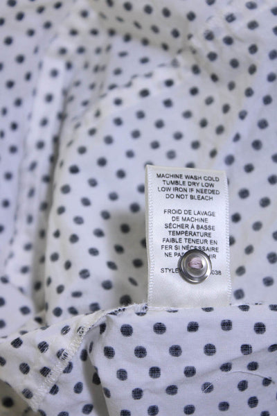 La Vie Women's Ruffle Neck Button Up Polka Dot Blouse Size L