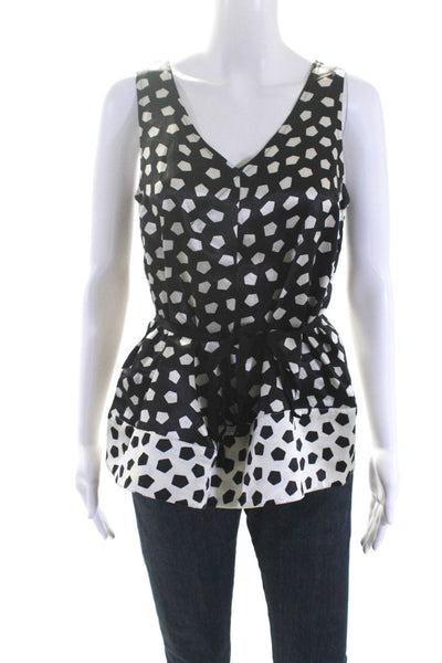 Marc By Marc Jacobs Women's V-Neck Sleeveless Spotted Dot Blouse Black Size L