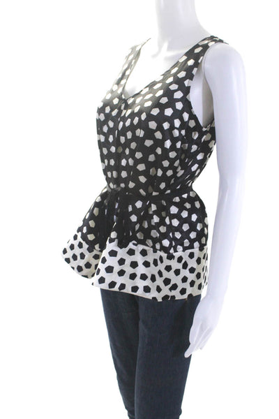 Marc By Marc Jacobs Women's V-Neck Sleeveless Spotted Dot Blouse Black Size L