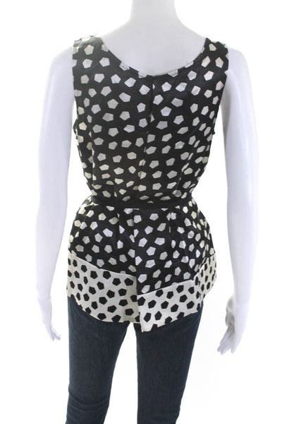 Marc By Marc Jacobs Women's V-Neck Sleeveless Spotted Dot Blouse Black Size L