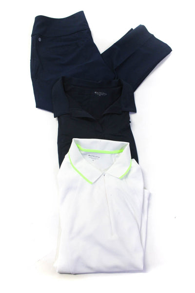 Athleta Womens Collar Quarter Zip Short Sleeves T-Shirt White Blue Size XL Lot 3