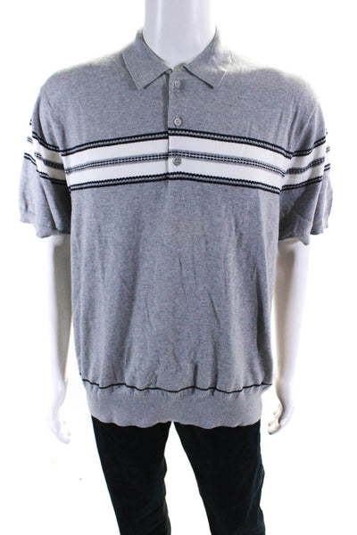 Mr Turk Men's Short Sleeve Cotton Tripper Polo Shirt Gray Size XXL