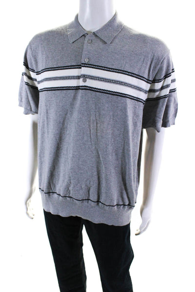 Mr Turk Men's Short Sleeve Cotton Tripper Polo Shirt Gray Size XXL