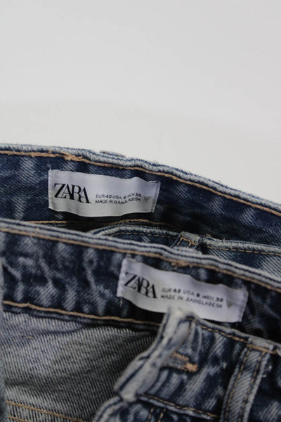 Zara Womens Denim High Rise Medium Wash Straight Leg Jeans Blue Size 8 Lot 2