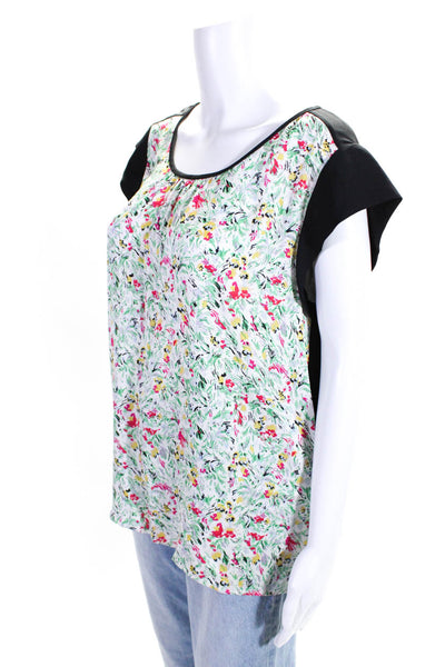 Joie Women's Round Neck Cap Sleeves Floral Blouse Size L