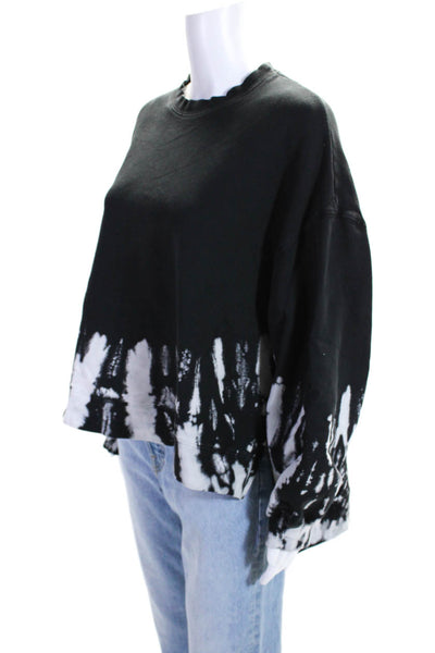 Electric & Rose Womens Cotton Tie Dye Hem Side Slit Sweatshirt Black Size M
