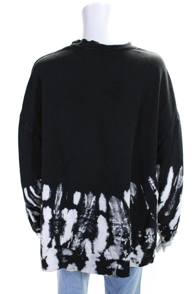 Electric & Rose Womens Cotton Tie Dye Hem Side Slit Sweatshirt Black Size M