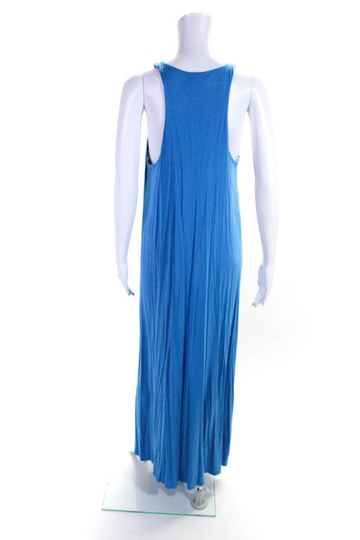 Vince Women's Scoop Neck Stretch Jersey Maxi Dress Blue Size L
