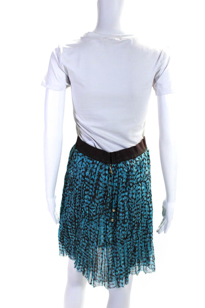 Louis Vuitton Womens Spotted Chiffon Tiered A Line Skirt Brown Blue Silk IT 40
