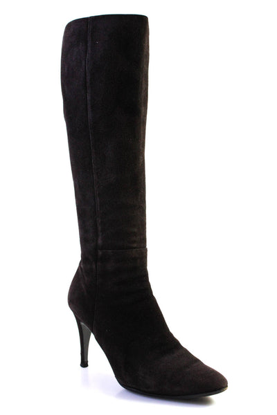 Calvin Klein Women's Suede Knee High Pointed Stiletto Boots Brown Size 9