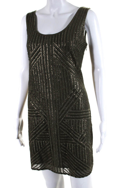 Rachel Zoe Women's Scoop Neck Sleeveless Sequin Mini Dress Green Size 4