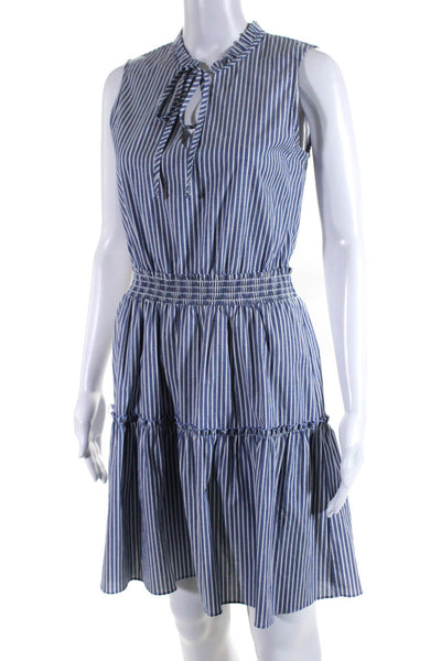Drew Women's V-Neck Sleeveless Tiered Mini Dress Blue Stripe Size XS