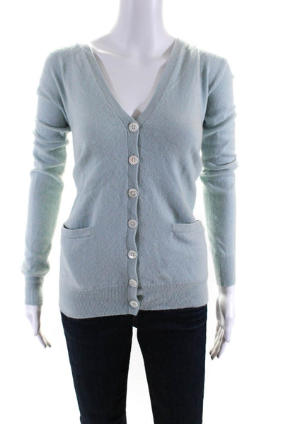 Ralph Lauren Blue Label Womens Blue Cashmere V-Neck Cardigan Sweater Top Size M