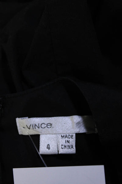 Vince Womens Black Cotton Embellished Crew Neck Sleeveless A-Line Dress Size 4