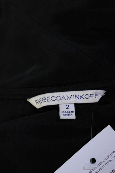 Rebecca Minkoff Womens Black Silk V-Neck Sleeveless Straight Jumpsuit Size 2