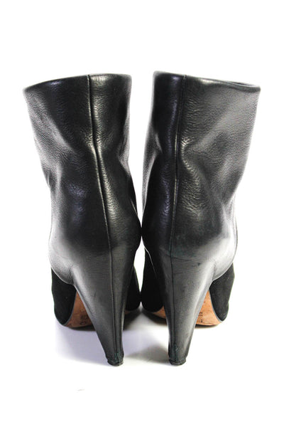 IRO Womens Pointed Toe Silver Tone Striped Cone Heels Boots Black Size EUR38