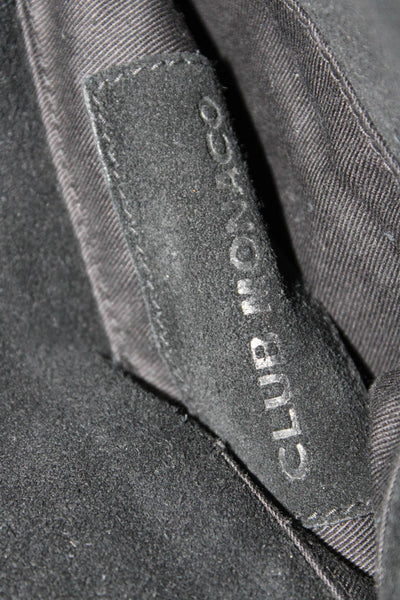 Club Monaco Women's Suede Buckle Fringe Clutch Handbag Black Size S