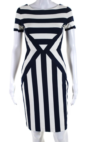 Maeve Anthropologie Women's Round Neck Short Sleeves Stripe Mini Dress Size 4
