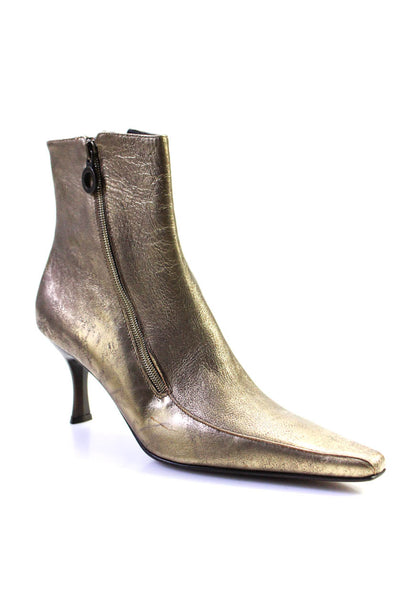 Donald J Pliner Women's Pointed Toe Cone Heels Ankle Bootie Gold Size 11