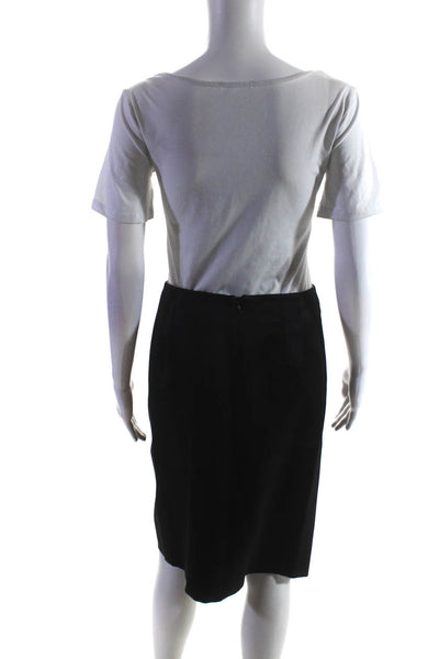 Etro Womens Satin Twill Surplice Midi Length Pencil Skirt Black Size IT 42