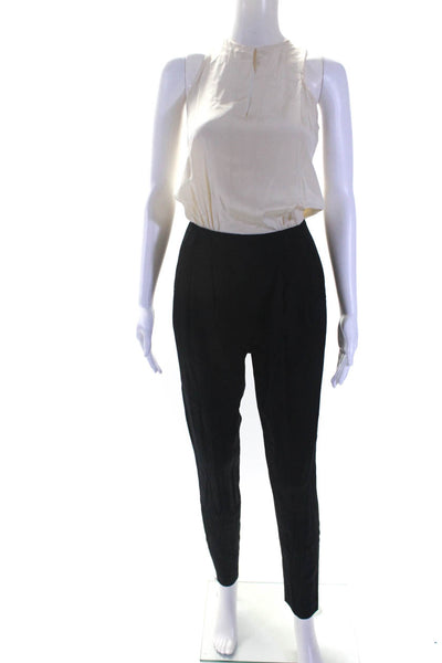 Tibi Women's Round Neck Sleeveless Pockets Jumpsuit Color Block Size 0