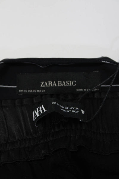 Zara Womens Satin Elastic Waist High-Rise Jogger Pants Black Size XS Lot 2