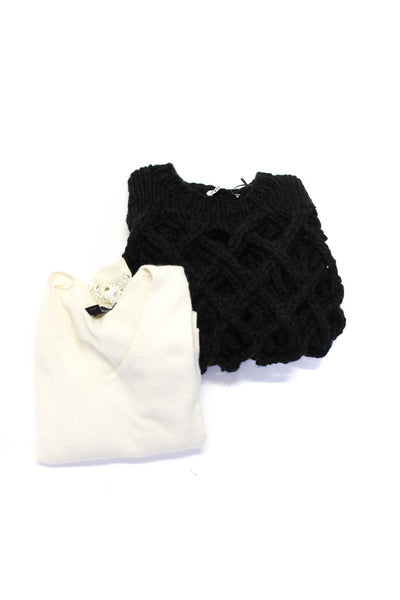 Zara C by Bloomingdale's Womens Open Knit Sweater Top Black Size XS/S Lot 2