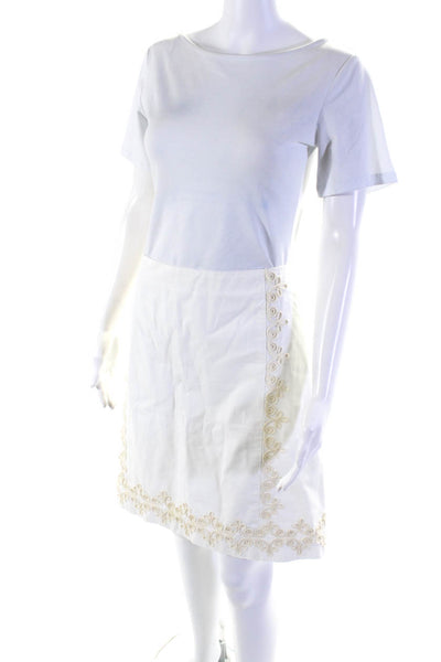 Boden Women's Cotton Embroidered Trim A-line Skirt White Size 14