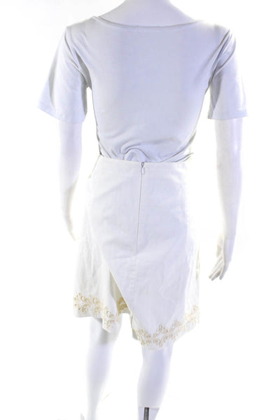 Boden Women's Cotton Embroidered Trim A-line Skirt White Size 14