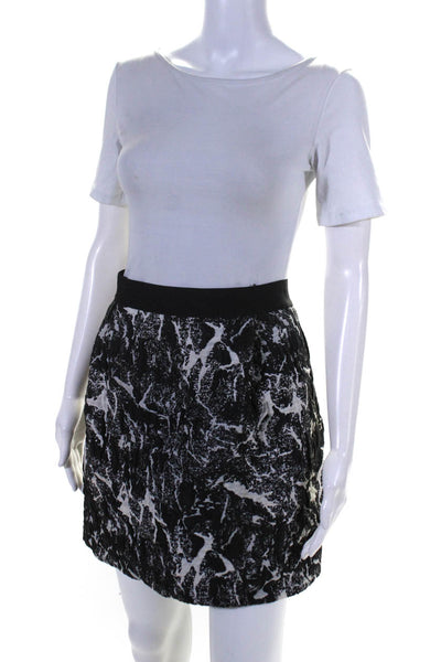 COS Womens Textured Abstract Print Elastic Waist Zip Up Mini Skirt Black Size 12