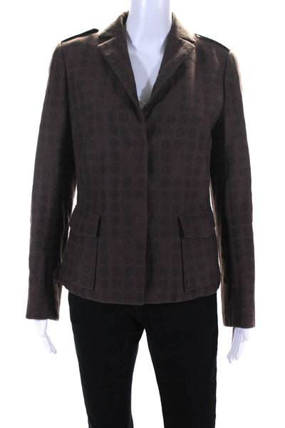 Akris Punto Womens Cotton Polka Dot Button-Up Blazer Jacket Brown Size Small