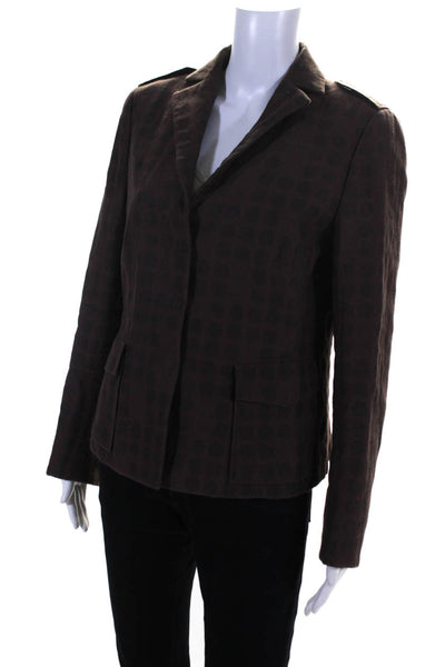 Akris Punto Womens Cotton Polka Dot Button-Up Blazer Jacket Brown Size Small