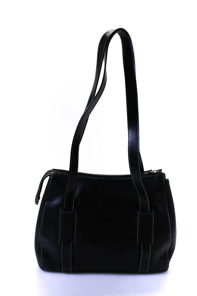 Les Copains Womens Solid Black Leather Shoulder Bag Handbag