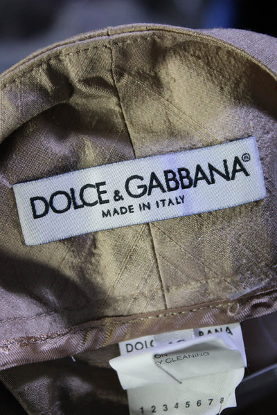 Dolce & Gabbana Womens Brown Silk Textured Pleated Straight Dress Pants Size 40