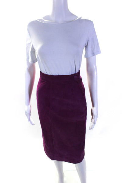 Milagro Womens Fuschia Suede High Rise Lined Midi A-Line Skirt Size 6