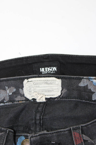 Current/Elliott Hudson Womens Gray Floral High Rise Straight Jeans Size 26 lot 2