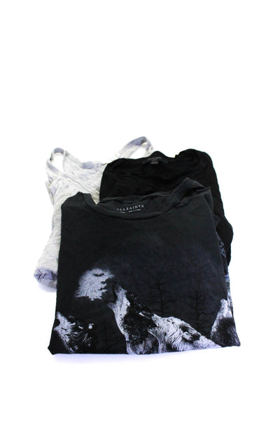 Allsaints Women's Round Neck Sleeveless Graphic T-Shirt Gray Black Size S Lot 3