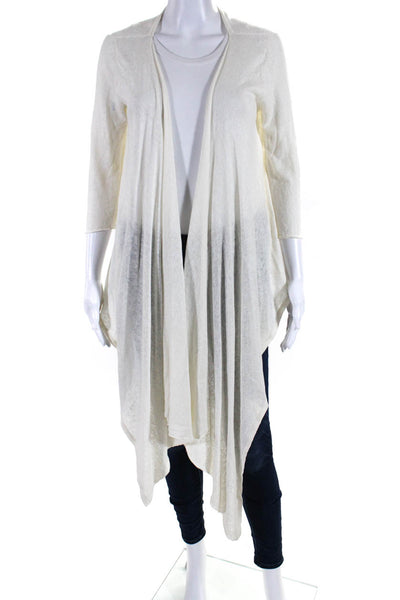 Calypso Christiane Celle Womens Long Waterfall Cardigan Ivory Linen Size Small