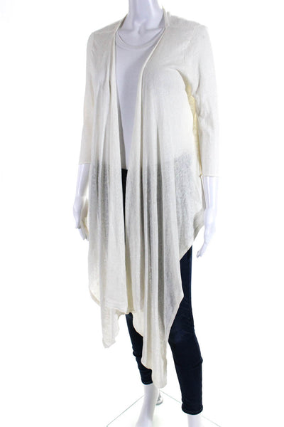 Calypso Christiane Celle Womens Long Waterfall Cardigan Ivory Linen Size Small