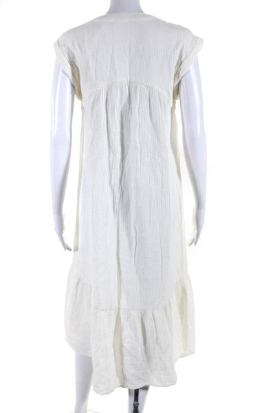 Sundays Womens Cotton Gauze Lace Up Sleeveless A-Line Maxi Dress White Size XS