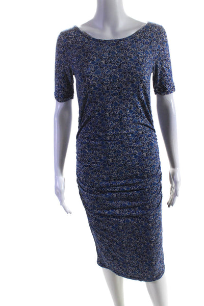 Isabella Oliver Womens Short Sleeve Floral Maternity Sheath Dress Blue Size 1