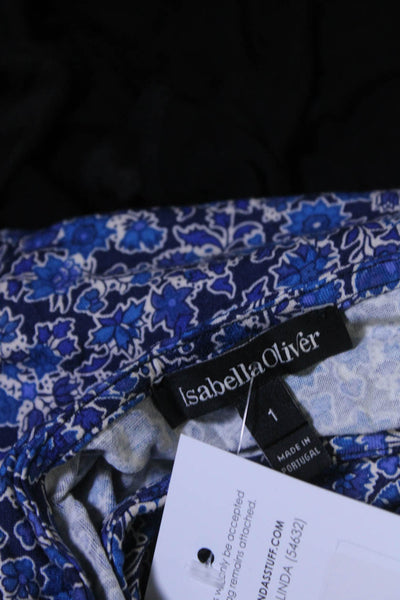 Isabella Oliver Womens Short Sleeve Floral Maternity Sheath Dress Blue Size 1