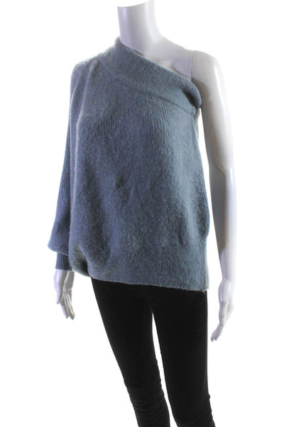 Nude Womens Long Sleeve One Shoulder Pullover Sweater Light Blue Size IT 40