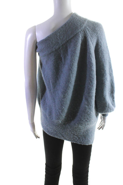 Nude Womens Long Sleeve One Shoulder Pullover Sweater Light Blue Size IT 40