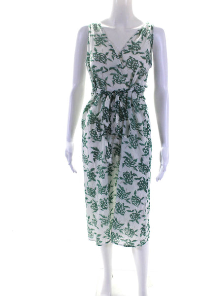 Kerry Casill Women's Cotton Tie Back Floral Print V-Neck Sundress White Size S