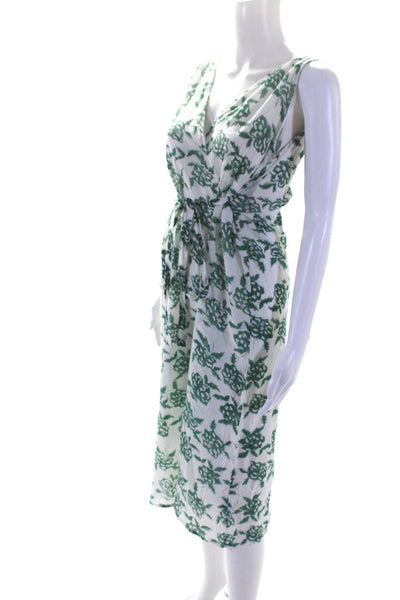 Kerry Casill Women's Cotton Tie Back Floral Print V-Neck Sundress White Size S