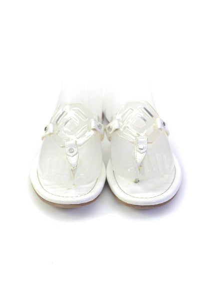 J. Mclaughlin Women's Leather Open Toe T-strap Sandals White Size 7