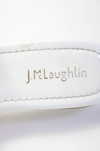 J. Mclaughlin Women's Leather Open Toe T-strap Sandals White Size 7
